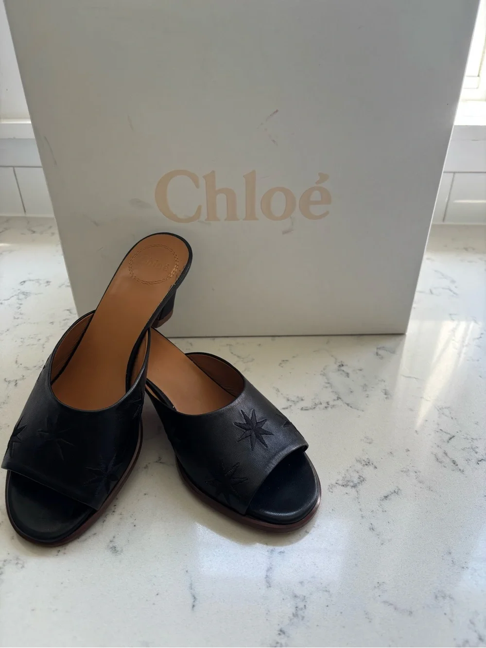 Chole’ Oli Black Leather Mules
